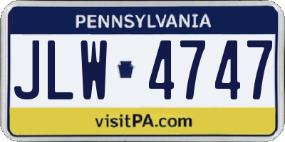 PA license plate JLW4747