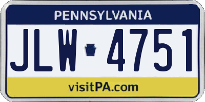 PA license plate JLW4751