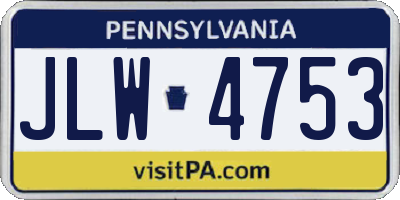 PA license plate JLW4753