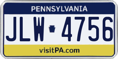 PA license plate JLW4756