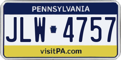 PA license plate JLW4757