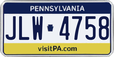 PA license plate JLW4758