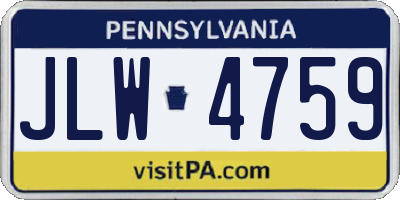 PA license plate JLW4759