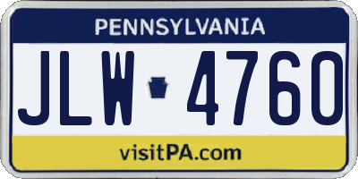 PA license plate JLW4760