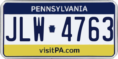 PA license plate JLW4763