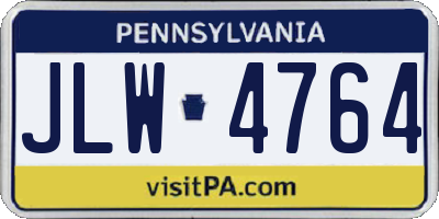PA license plate JLW4764