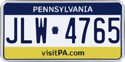 PA license plate JLW4765