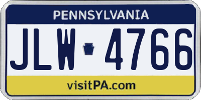 PA license plate JLW4766