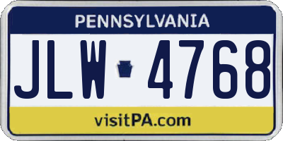 PA license plate JLW4768