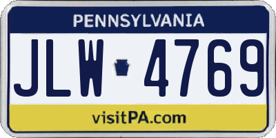 PA license plate JLW4769