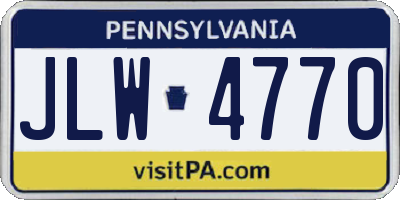 PA license plate JLW4770