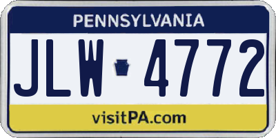 PA license plate JLW4772