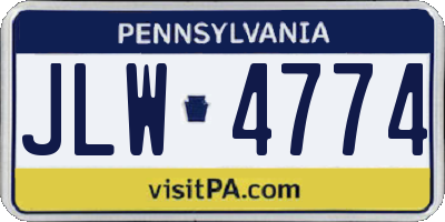 PA license plate JLW4774