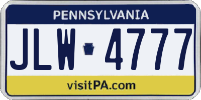 PA license plate JLW4777