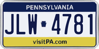 PA license plate JLW4781