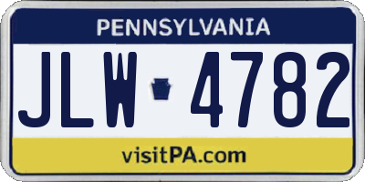 PA license plate JLW4782