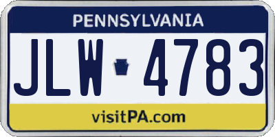 PA license plate JLW4783
