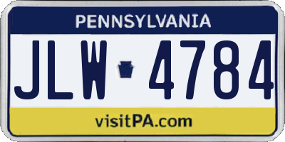 PA license plate JLW4784