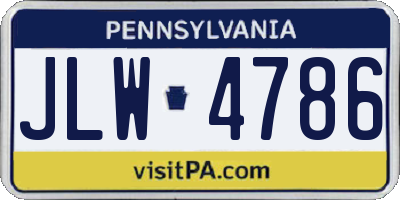 PA license plate JLW4786