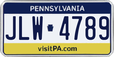 PA license plate JLW4789