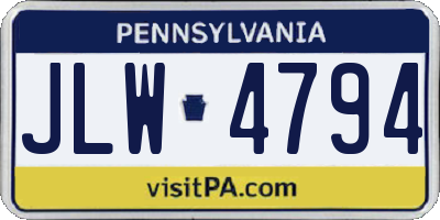PA license plate JLW4794
