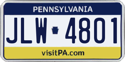 PA license plate JLW4801