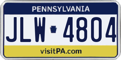 PA license plate JLW4804