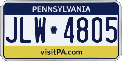PA license plate JLW4805