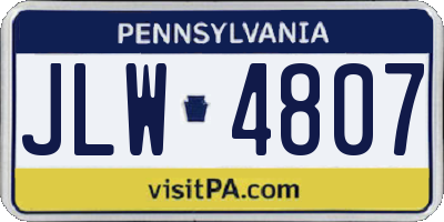 PA license plate JLW4807