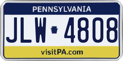 PA license plate JLW4808