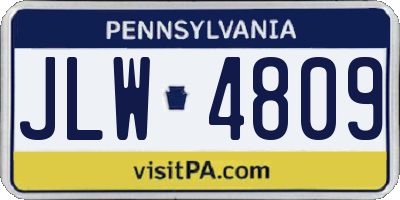 PA license plate JLW4809