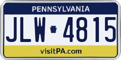 PA license plate JLW4815