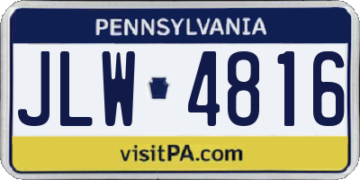 PA license plate JLW4816