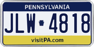 PA license plate JLW4818