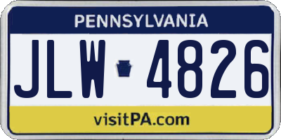 PA license plate JLW4826
