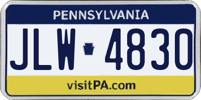 PA license plate JLW4830