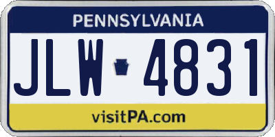 PA license plate JLW4831