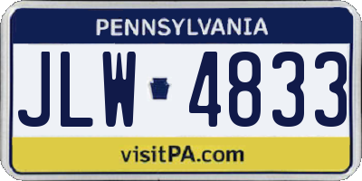 PA license plate JLW4833
