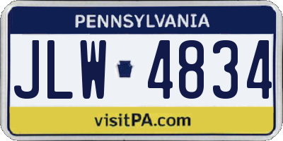 PA license plate JLW4834