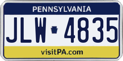 PA license plate JLW4835