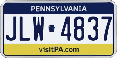 PA license plate JLW4837