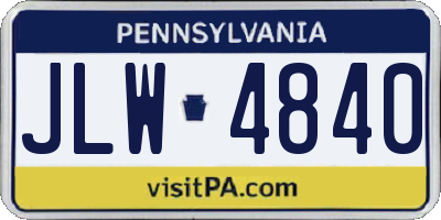PA license plate JLW4840