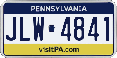 PA license plate JLW4841