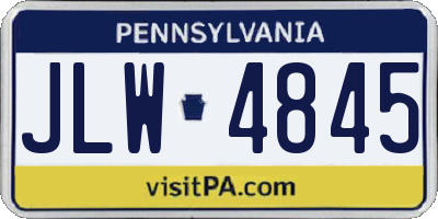 PA license plate JLW4845