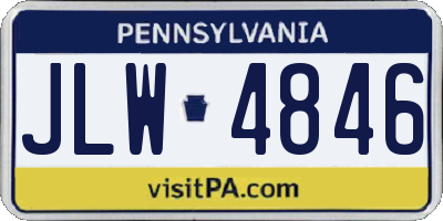 PA license plate JLW4846