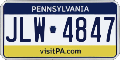 PA license plate JLW4847