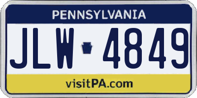 PA license plate JLW4849