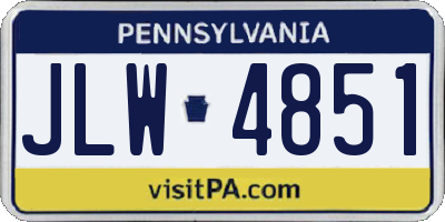 PA license plate JLW4851