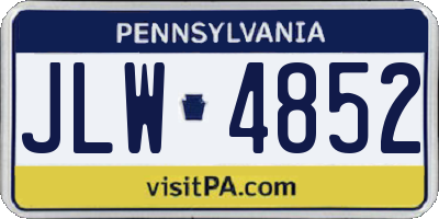 PA license plate JLW4852