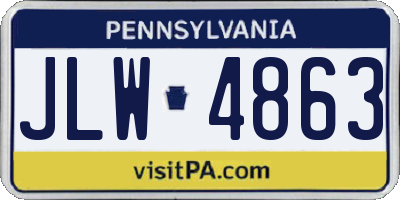 PA license plate JLW4863